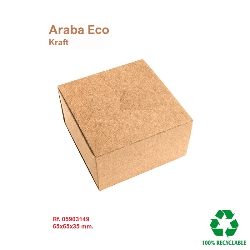 ARABA Kraft (eco) box earrings-chain/pendant. 65x65x35mm.